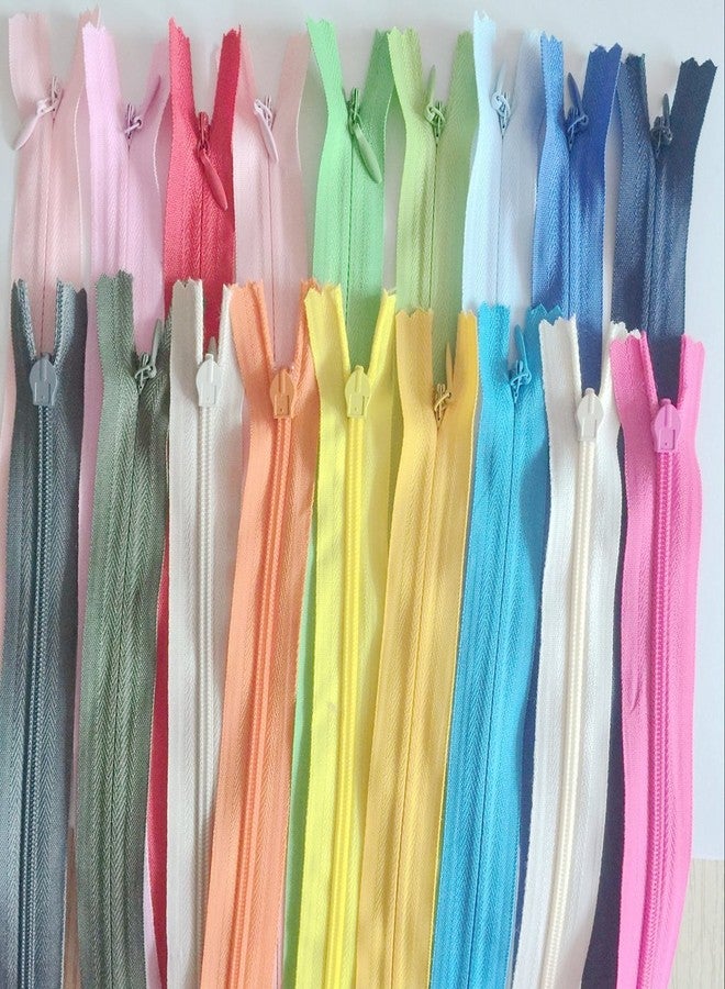 M Fabrics Invisible (Concelled) Zipper with Knit Tape Used in Pants, Children Frocks, Plazos, Dresses - Set of Multicolored 30 Zips (18 Inches) - Image 1